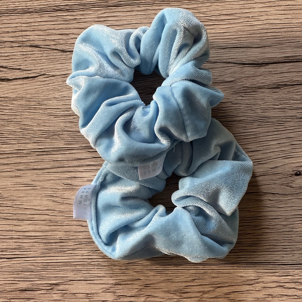 Summer Fridays Sky Blue Velvet Scrunchies